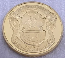 * Muff Divers Union Local 69 Heads / Tails Adult Novelty Coin Token Gold Finish