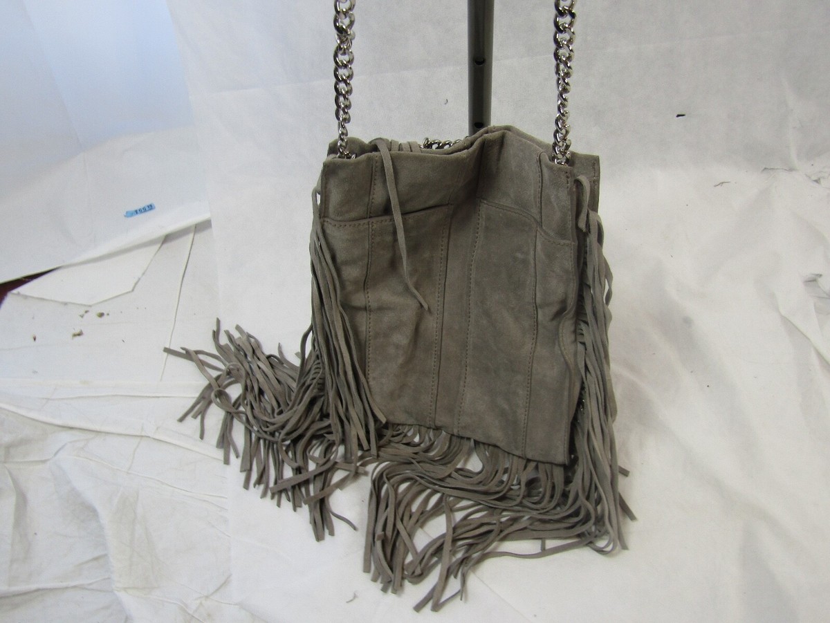 Ramy Brook Grey Suede Fringe Chain Large Handbag | eBay