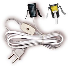 Lamp Lighting Cord Kit with Candelabra Snap In Socket Fits 1" hole 6 foot cord