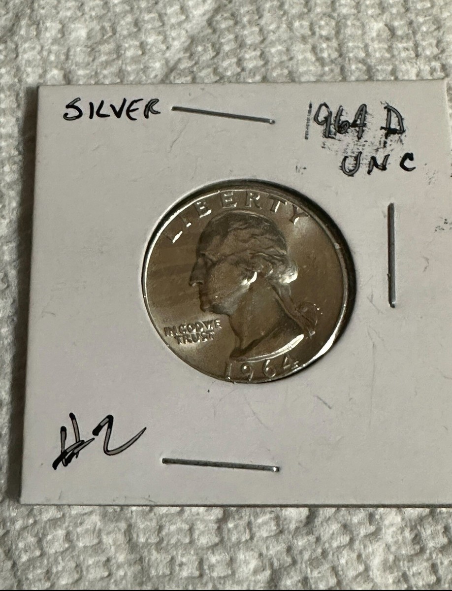 1964 D Washington Quarter Unc. 90% SILVER Double Die Obverse And