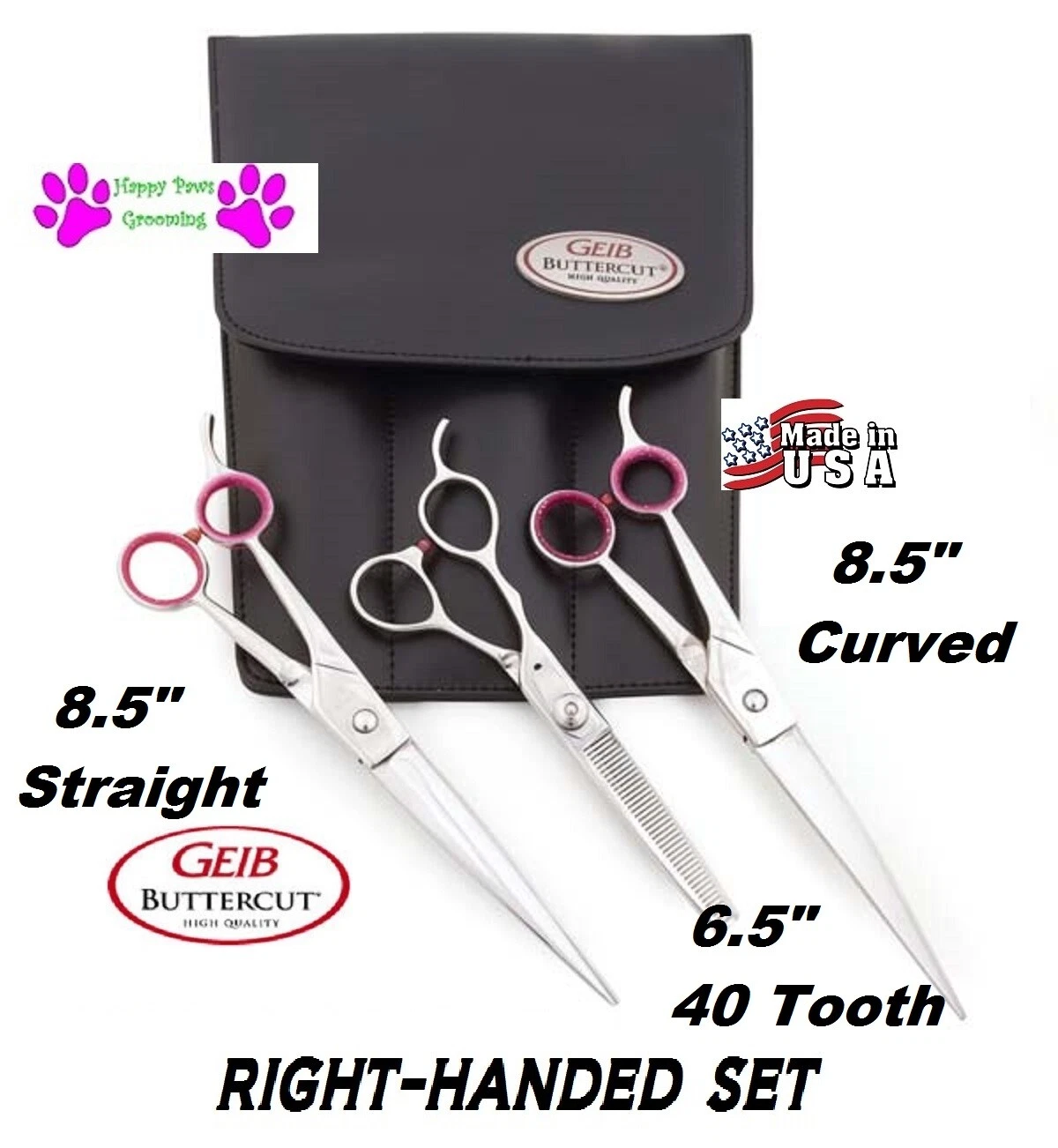 Geib GATOR Buttercut Shear Scissor SET-BLENDING 8.5"STRAIGHT&CURVE Pet Grooming