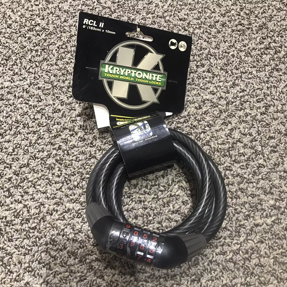 Kryptonite Tough World Tough Lock RCL II 6 X 10 mm Bike Lock New