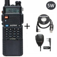 BAOFENG UV5R III TRI-BAND HAM RADIO 3800MAH HANDHELD TWO WAY WALKIE MIC CABLE