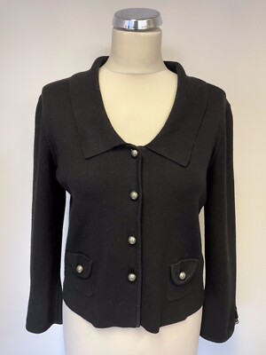NINE WEST SCHWARZE STRICKJACKE MIT KRAGEN GRÖSSE M