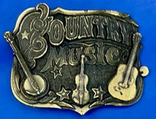 Country Music Fan Guitar Belt Buckle Vintage 1982 The Great American Co Usa