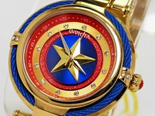 NEW INVICTA 36952 CAPTAIN AMERICA LIMITED EDITION GOLD TONE WOMENS WATCH CRYSTAL