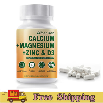 Calcium Magnesium Zinc & D3 Calcium Complex 60 Hard Capsules High Absorption