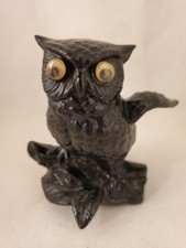 Vintage MCM Mid Crntury Black Owl With Googly Eyes
