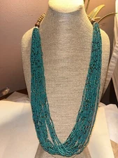 ZAD Green  Multi Strand Beaded Necklace 36” Lot C