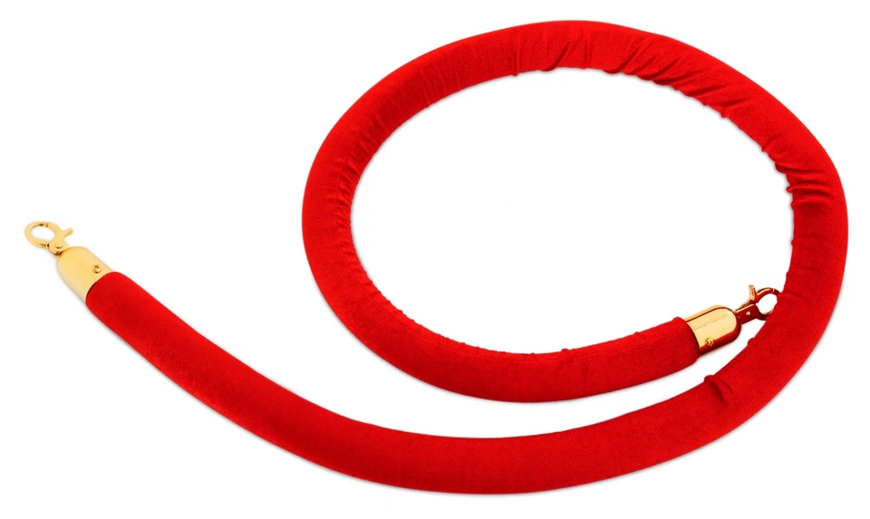 Corde de Velours Rouge / Or 1,5m Poteaux de Guidage Barriere Passage Separation - Photo 4/4