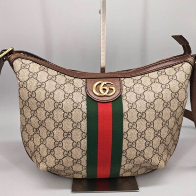 GUCCI GG Supreme Canvas Ophidia Medium Shoulder Bag 598125 Beige