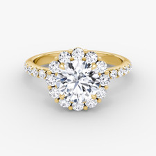 Anello in oro giallo 18 carati taglio tondo 2,25 ct creato in laboratorio con...