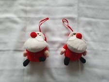 2 x mini Santa Claus soft toy bear hanging Christmas tree decorations (new)