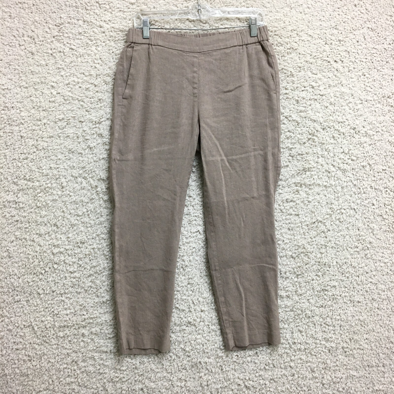 J Jill Pants Small Adult Beige Linen Stretch Tapered Leg Pull On Casual Womens S