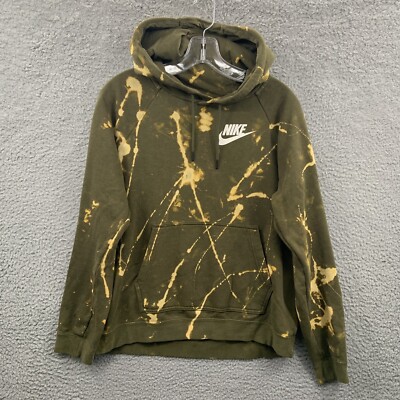 Nike Sweater Womens Medium Green White Logo Pullover Hoodie