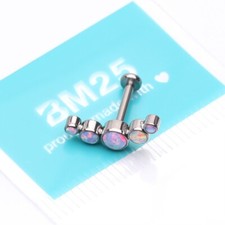 Implant Grade Titanium Journey Fire Opal Curve Internally Threaded Flat Labret
