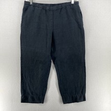 J.JILL Pants M Missy Love Linen Cropped Elastic Waist Pull On Black