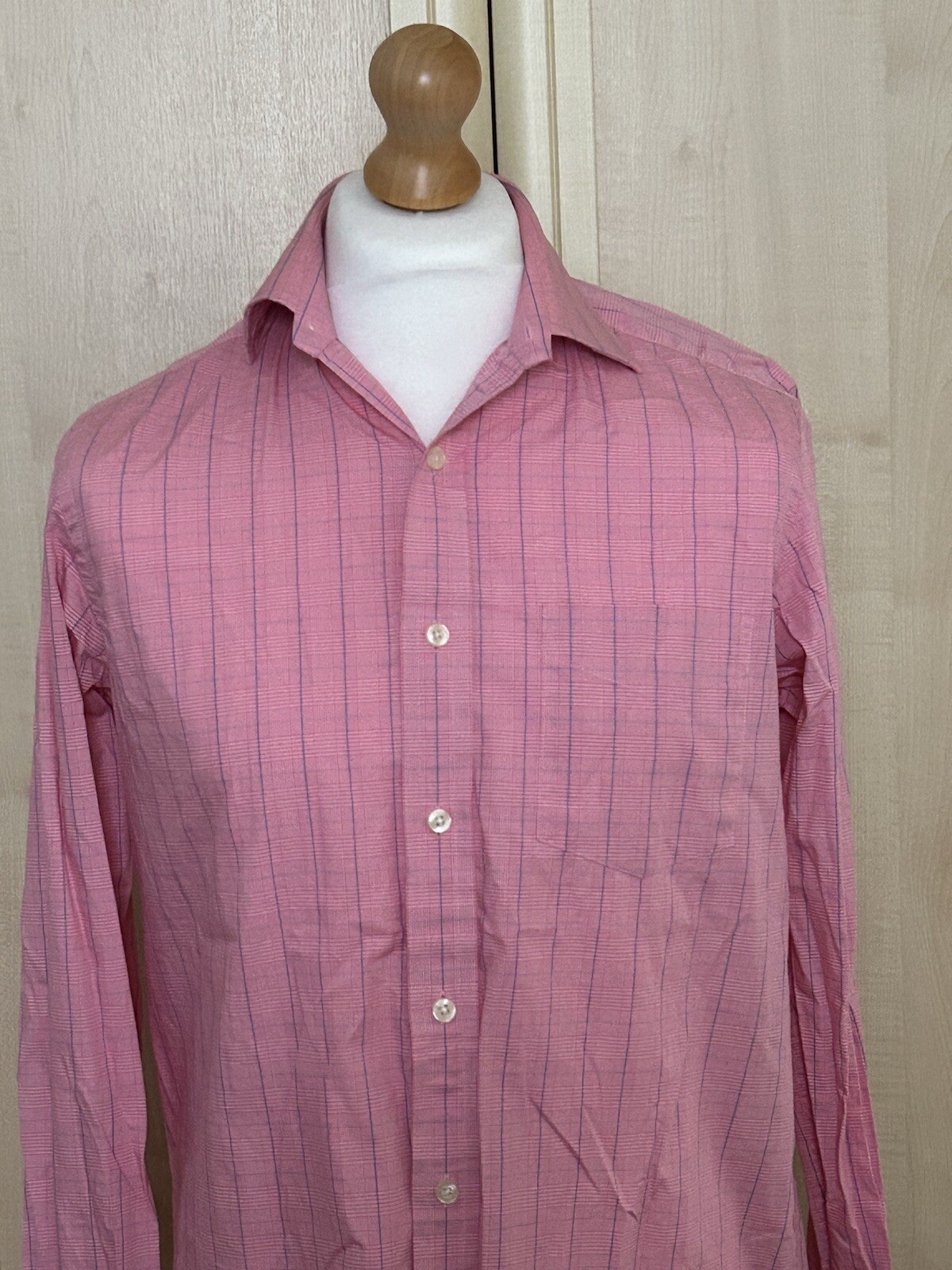FILA Camicia a quadri The Savile Row Company rosa elegante casual manica lunga uomo taglia 15