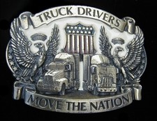 VINTAGE 1987 TRUCK DRIVERS MOVE THE NATION TRUCKING BELT BUCKLE