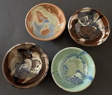 Indigenous Folk Art  Earthenware Bowls Barbados Primitive For Dipping Set Of 4