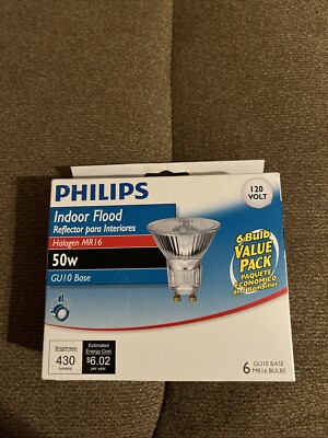 Philips Indoor Flood 50 W MR16  Light Bulb 6 Pack New