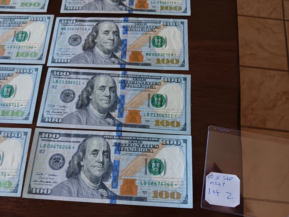 Lot 10x Star Note One Hundred ($1000) Dollar Bills Real U.S. Money. Normal Cash - Image 3 of 4