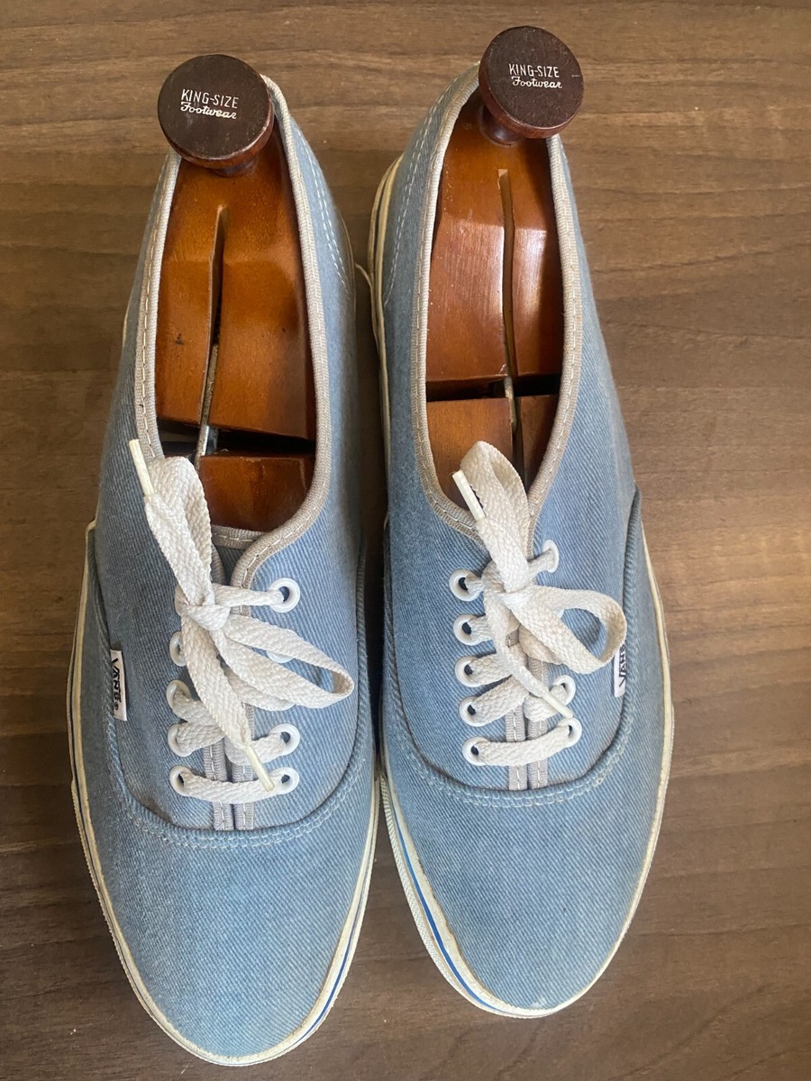Vintage 80-90'S Vans denim blue canvas shoes,MADE IN USA Sz 13