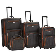 Rockland Journey Softside Upright Luggage Set, Charcoal, 4-Piece 14/19/24/28 