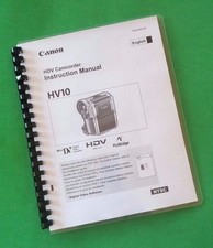 Owners Manual for Canon HV10 Camcorder 94 Pages W/Clear Covers 