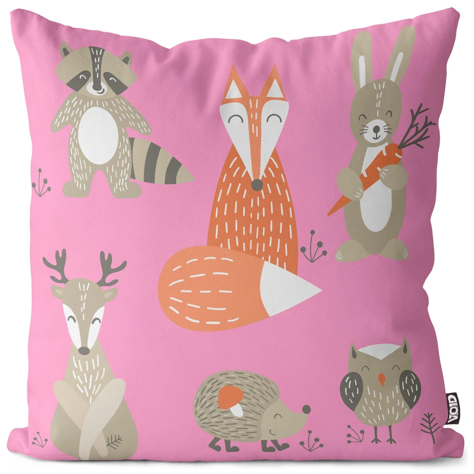 VOID Kissenbezug Tiere Wald Kinder Wald Kinder Fuchs Rentier Hirsch Hase Eule - Bild 1 von 3