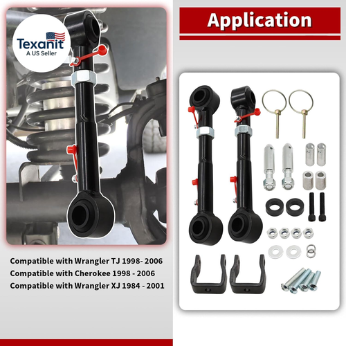 Front Sway Bar Links Compatible with Wrangler TJ Cherokee 1998-2006 Wrangler XJ - Picture 4 of 12