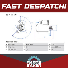 Starter Motor fits AUDI COUPE B3 2.0 91 to 95 ABK Bosch 053911023 053911023A