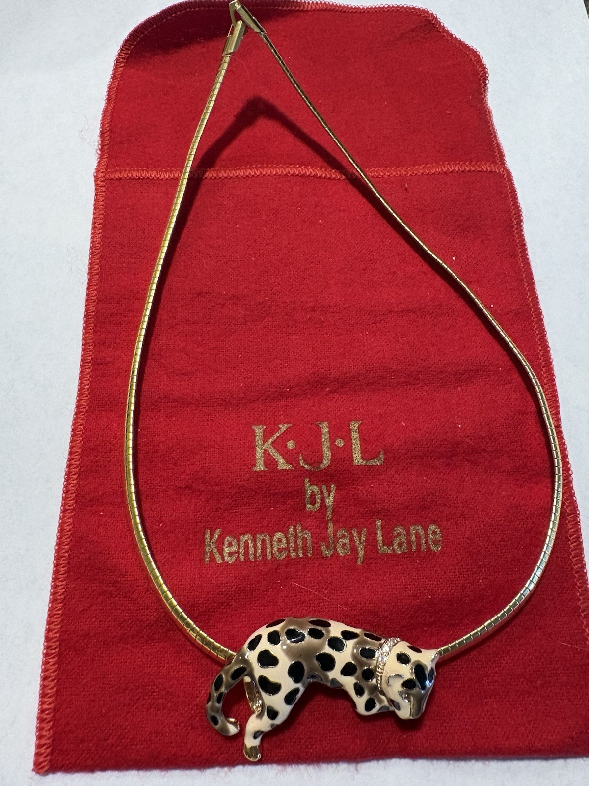Vtg Signed KJL Leopard Pendant Chain Kenneth J La… - image 3