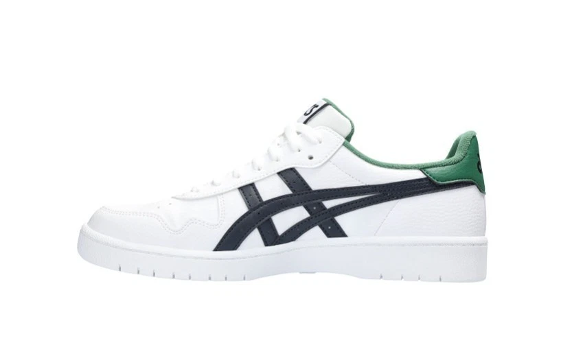 GENUINE ASICS JAPAN S MENS SIZE 13 D WHITE BLACK GREEN LEATHER COURT SNEAKER NEW