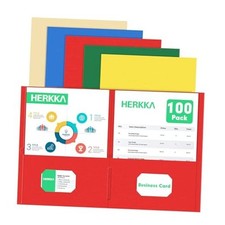 Two Pocket Folder, 100 Pack 2 Pocket Folders, Letter Size Paper Folders