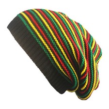 Hip Hop Slouchy Beanie Hat Jamaica Flag Rainbow Stripes Skull Cap for Men Women