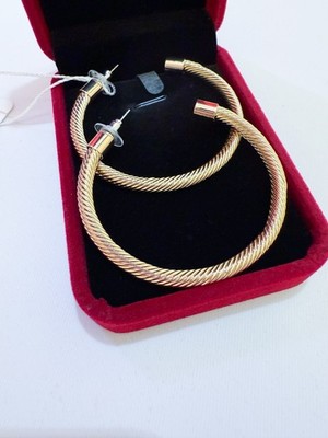$95   2.2  Gold Hoops Twisted Fashion earrings wedding party formal evening