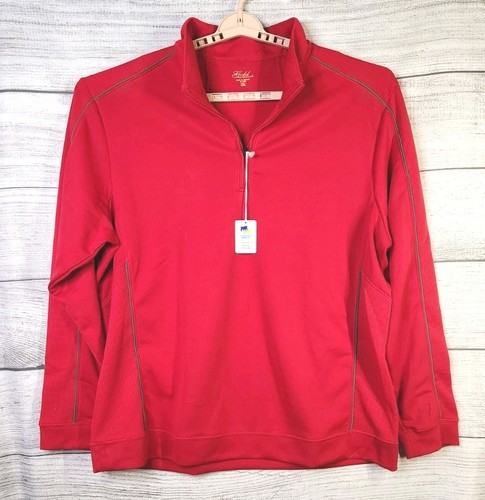 NWT Tri-Mountain Performance Men's Quarter Zip Pullover Sweatshirt Red 2XL - Picture 2 of 9