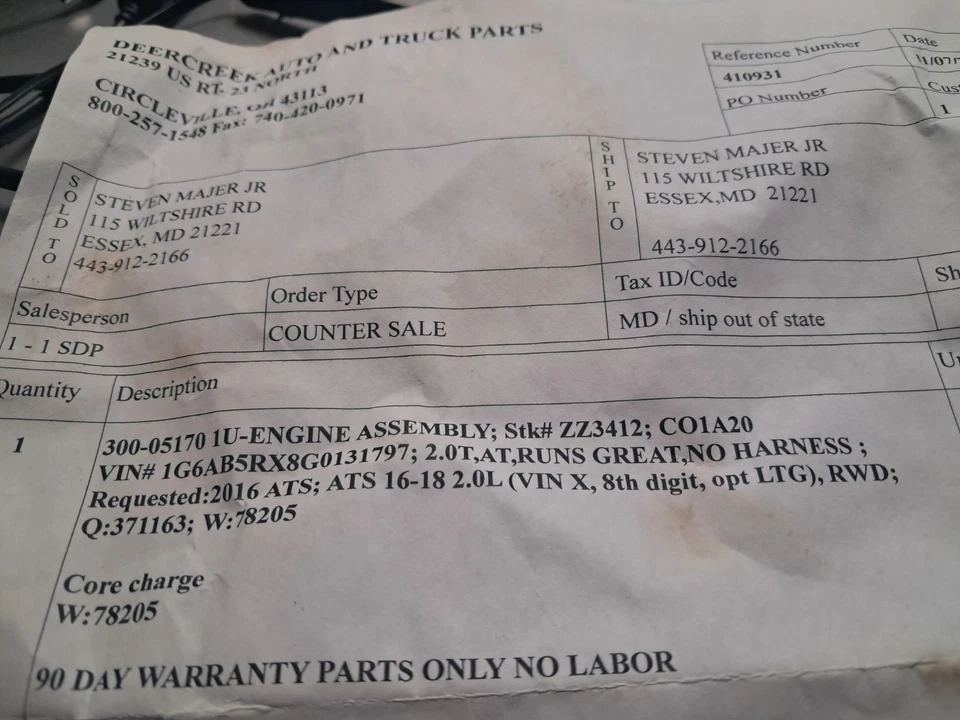 Cadillac ATS 2016-2018 2,0 L turbo LTG motor AWD Foto 2 de 3