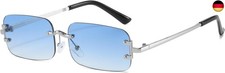 Randlose Rechteck Sonnenbrille f&uuml;r Damen Herren Mode Trendy kleine schmale