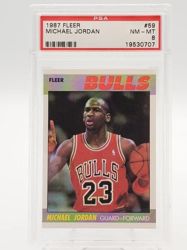 MICHAEL JORDAN 1987-88 FLEER BASKETBALL #59 CHICAGO BULLS PSA 8 Q7285
