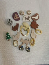 Collection of Vintage Scarf Clips and Button Covers-Wood-Metal-Plastic