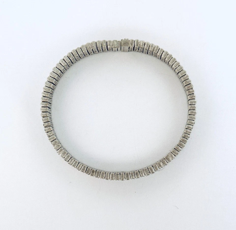 Pulsera elástica Roberto Coin vintage italiana de oro blanco de 18k con eslabones grabados Foto 3 de 4