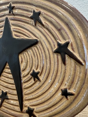 Vintage Honey & Me Pottery Ceramic Oval Platter 11” Primitive Stars Folk Art - Picture 4 of 9