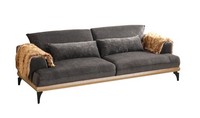 Stilvoller Grauer 3-Sitzer Wohnzimmer Polstersofa Designer MöBel