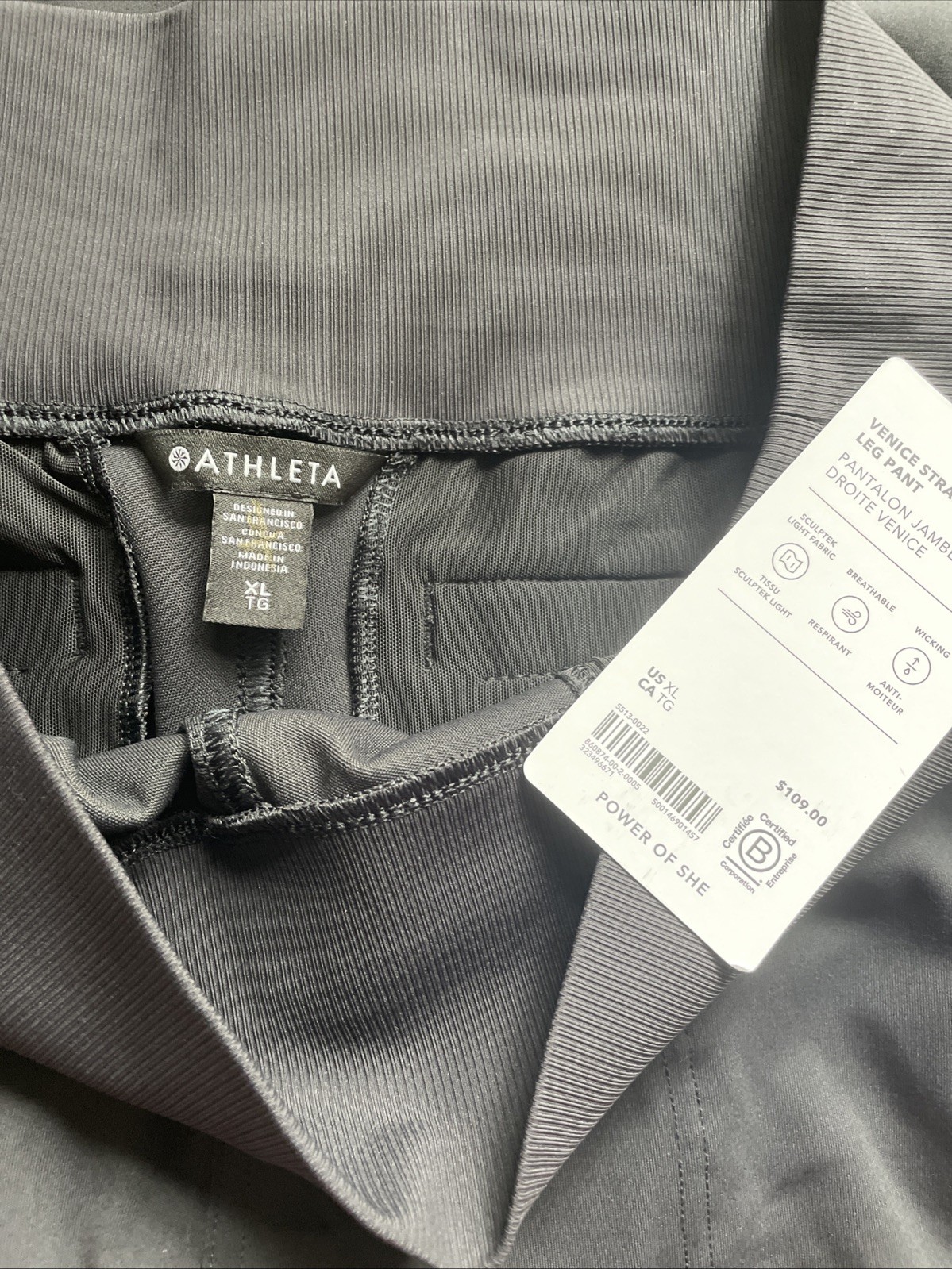 Athleta XL Venice Straight Leg Pants Black - NWT, Rare Find! image 2
