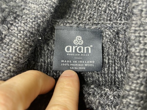 Aran Irish Sweater Men's 100% Merino Wool Cable Knit Pullover Large w\ Drawcords - Picture 3 of 7