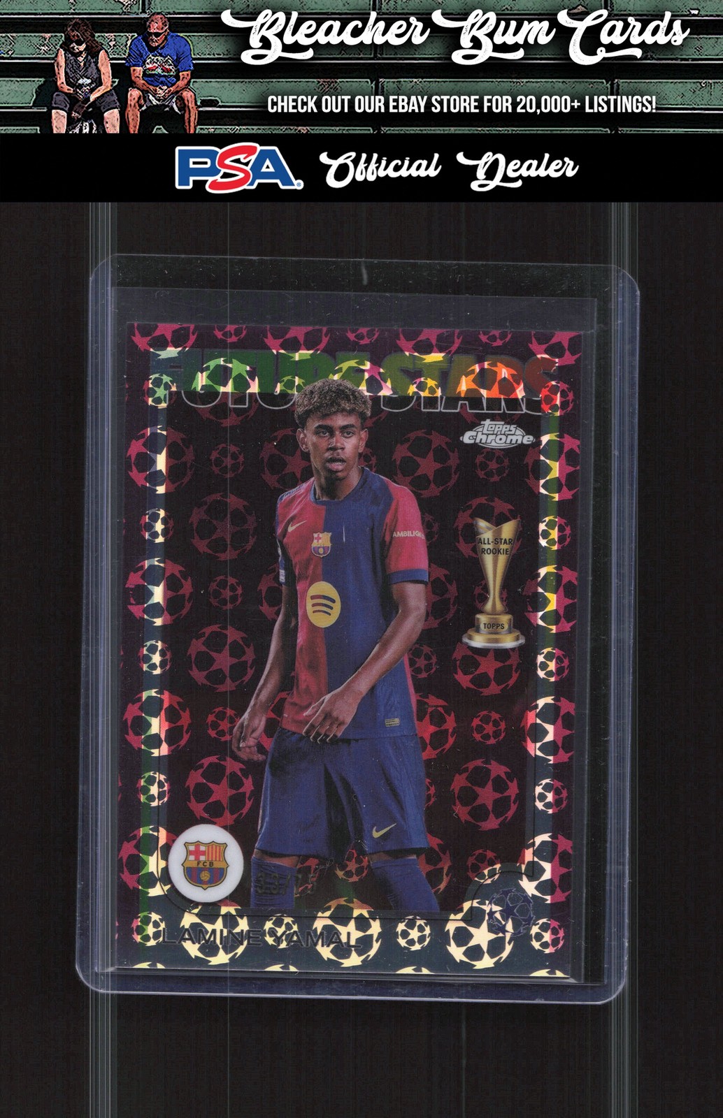 2024-25 Topps Chrome Logofractor UEFA 27 Lamine Yamal Magenta Starball #/75