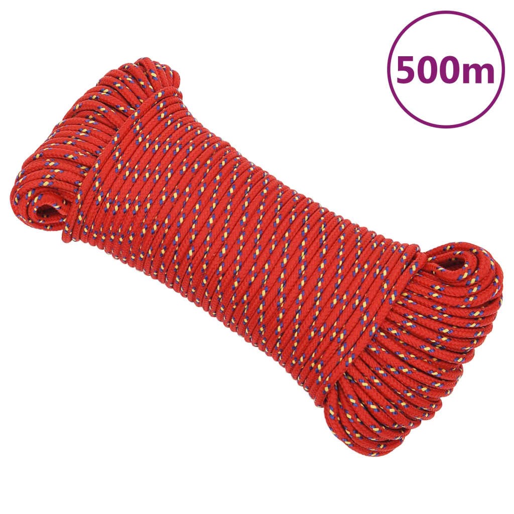 Corda Rossa Nautica 5mm 500m vidaXL per Vela e Kayak Resistente PP