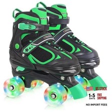 Nattork Kids Roller Skates for Boys Girls,4 Sizes Small 10C-13C Green